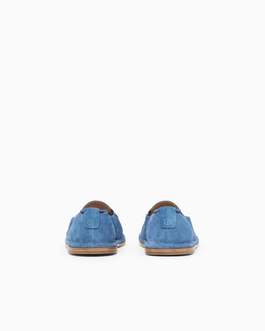 Giorgio Armani Blue Suede Slip-Ons for men