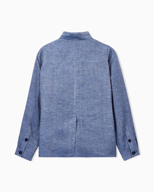 Giorgio Armani Blue Shirt Jacket With Oversized Fit for men