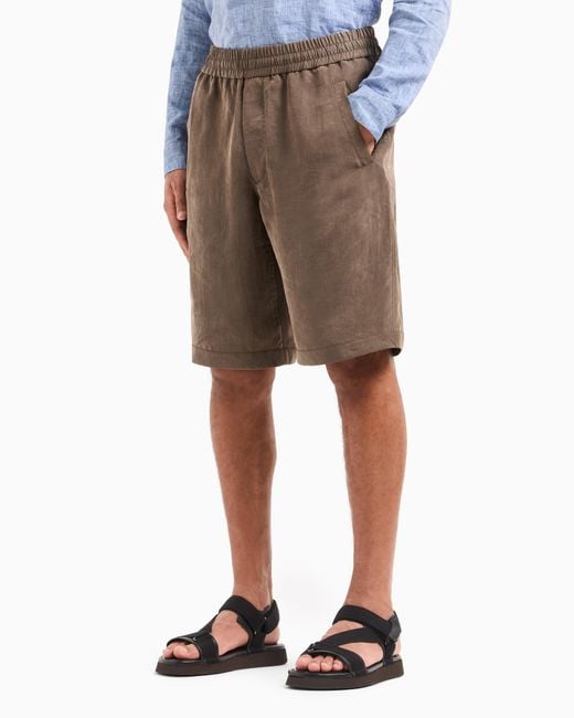 Bermudas De Tela De Lyocell Efecto Desteñido Giorgio Armani de hombre de color Natural