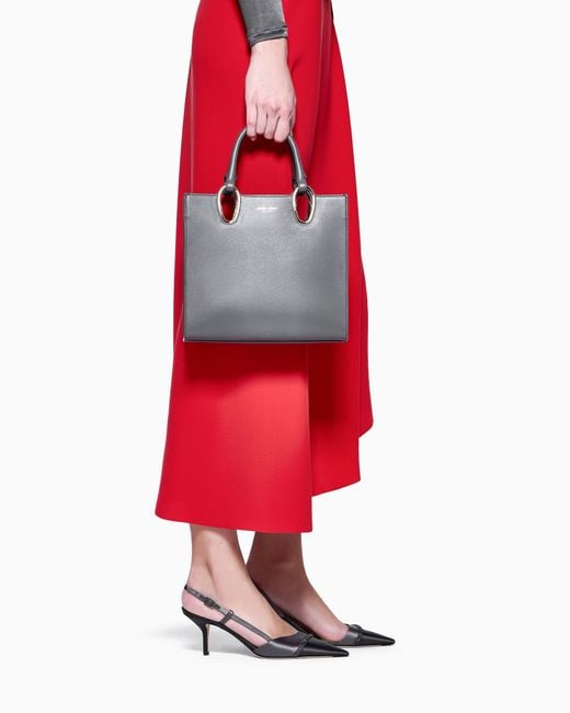 Giorgio Armani Gray Leather Shopper Bag