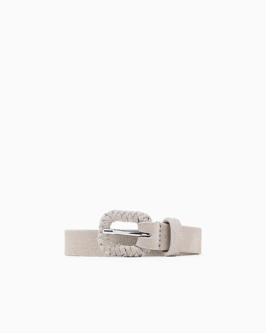 Giorgio Armani White Suede Belt With Buckle for men