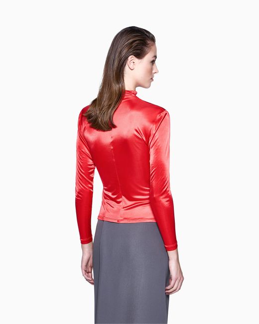 Giorgio Armani Red Viscose Jersey Long-Sleeved Jumper
