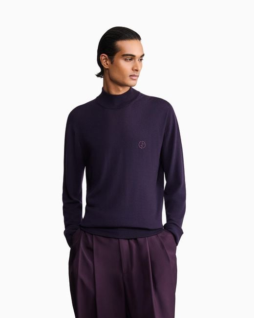 Giorgio Armani Blue Slim-Fit Sweater for men