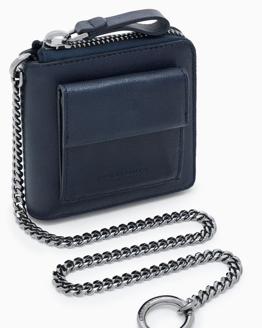 Giorgio Armani Blue Wraparound Zip Wallet for men