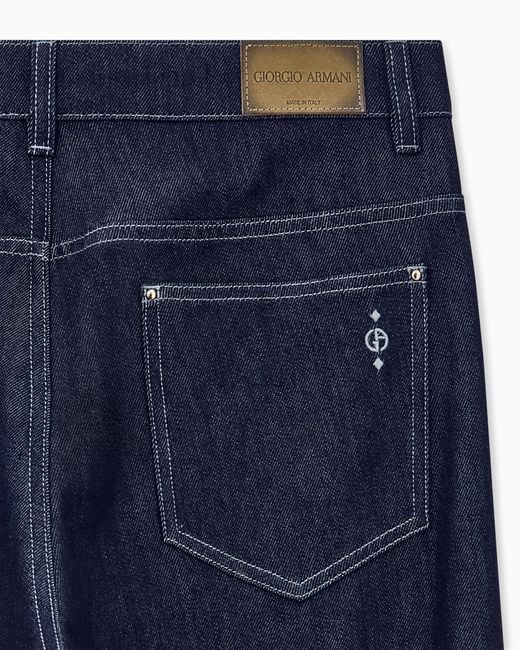 Giorgio Armani Blue Trouser Regular Fit 5 Pocket Cotton And Virgin Wool Denim