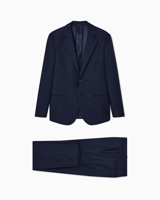 Traje Línea Soho De Abotonadura Sencilla De Lana Virgen Microestructurada Giorgio Armani de hombre de color Blue