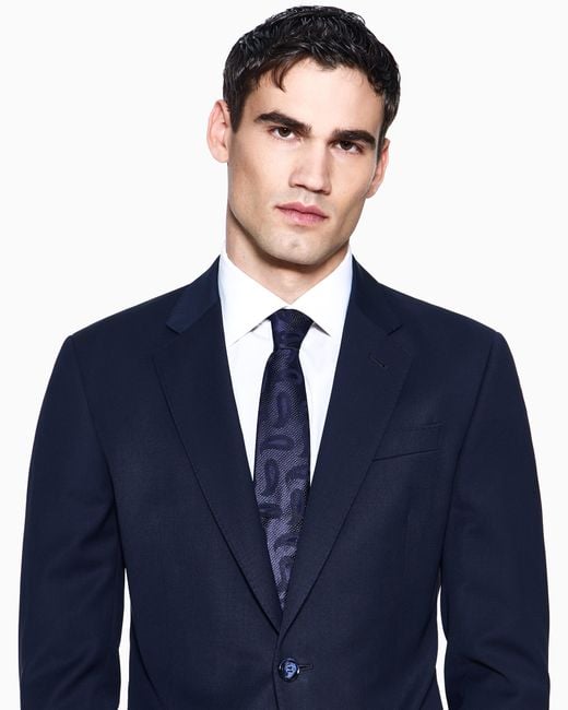 Giorgio Armani Blue Jacquard Silk Tie for men