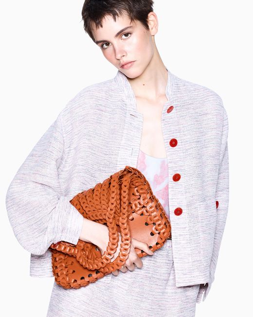 Giorgio Armani White Viscose And Linen Mouliné Knit Blouson