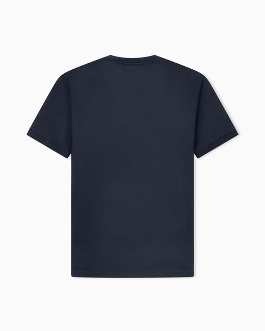 Giorgio Armani Blue Oversized Silk, Linen And Cotton T-Shirt for men