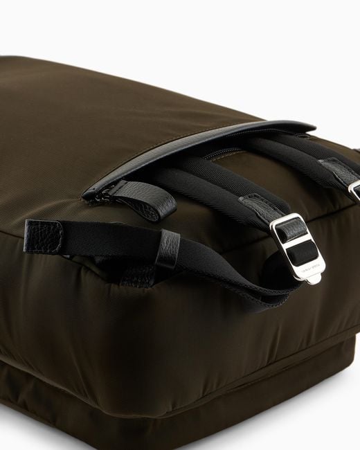 Mochila De Nailon Y Cuero Plena Flor Asv Giorgio Armani de hombre de color Black