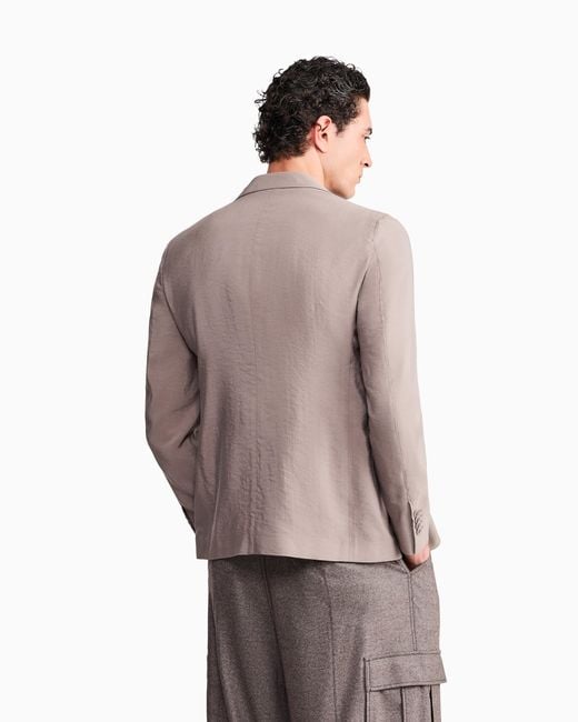 Giorgio Armani Brown Single-Breasted Patch-Pocket Blazer for men