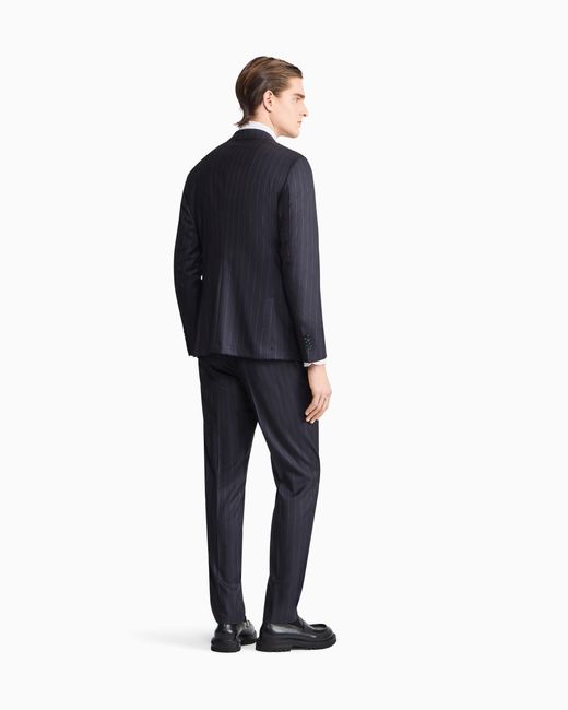 Giorgio Armani Blue Napoli Line Double-Breasted Pinstriped Suit for men