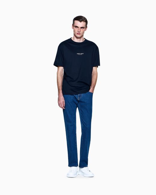 Giorgio Armani Blue Five-Pocket, Regular-Fit, Stretch-Cotton Denim Trousers for men