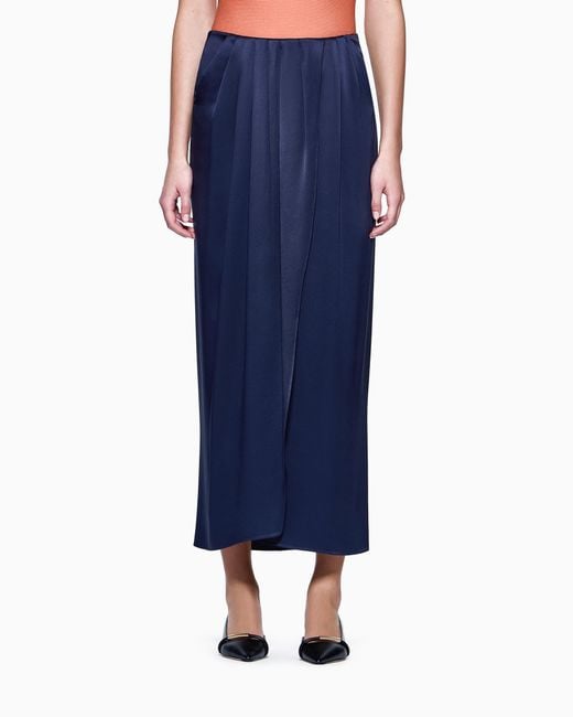 Giorgio Armani Blue Long Silk Wrap Skirt