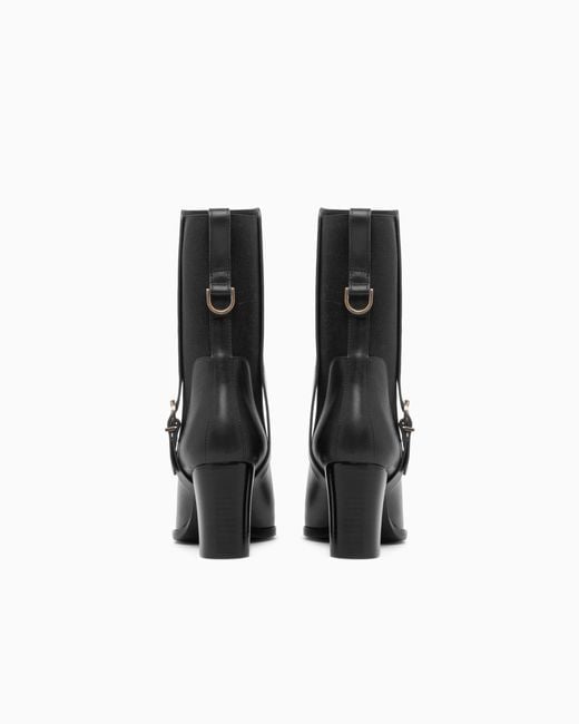 Giorgio Armani Black Boot With Rubber Details And Leather Sole