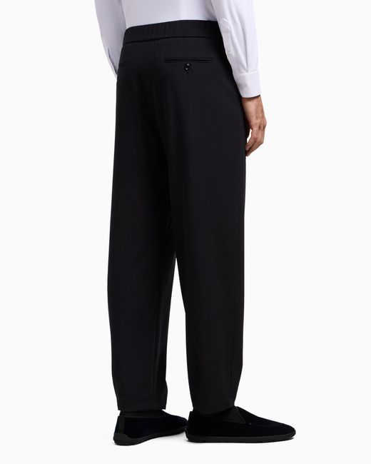 Giorgio Armani Blue Single-Pleat, Pure Virgin Wool Crêpe Trousers for men