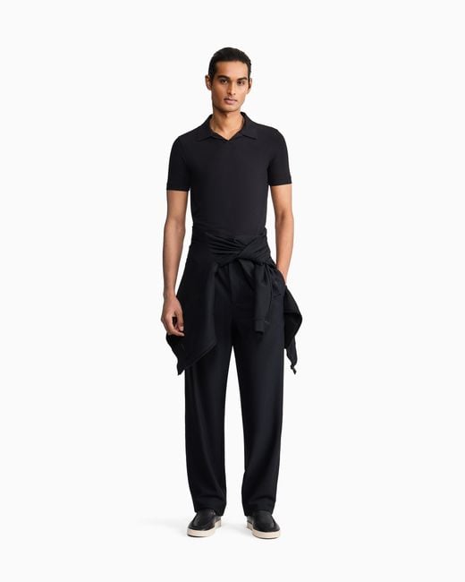 Giorgio Armani Black Stretch Polo for men