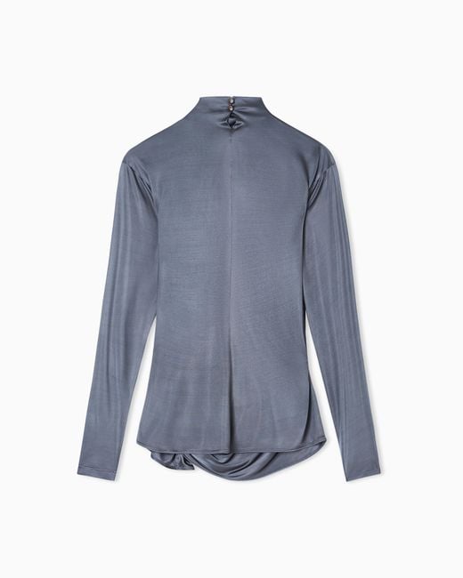 Giorgio Armani Blue Viscose Jersey Long-Sleeved Jumper