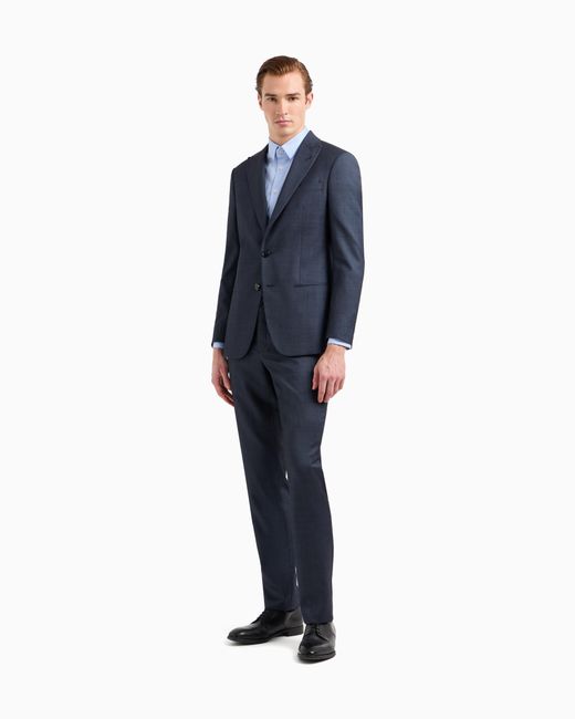 Costume À Simple Boutonnage Gamme Soho En Laine Et Soie Effet Chambray Giorgio Armani pour homme en coloris Blue
