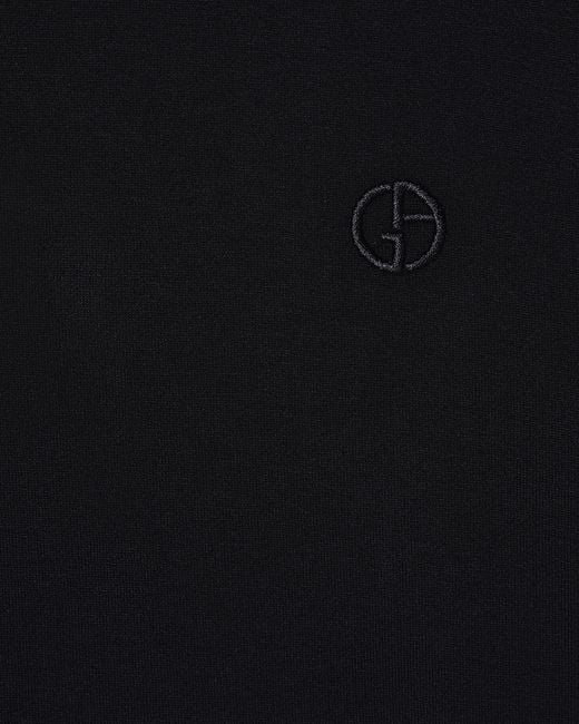 Giorgio Armani Black Cotton Crew Neck T-Shirt With Embroidered Logo for men