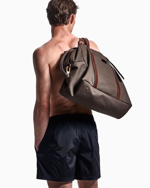 Giorgio Armani Black Elastic Waist Swim Trunks for men