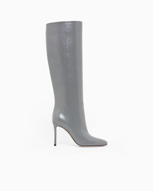 Giorgio Armani Gray Patent Leather High-Heeled Boots