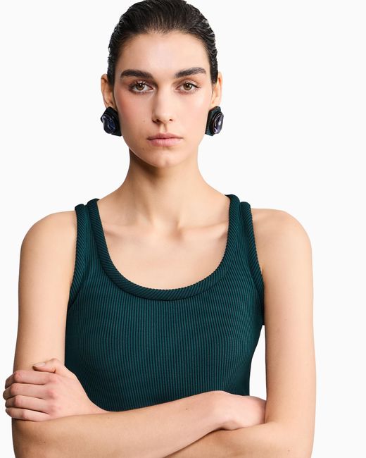 Giorgio Armani Green Ribbed Viscose Top