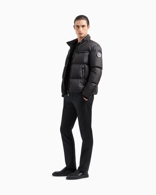 Giorgio Armani Blue Bomber Jacket With Goose-Down Padding Asv for men