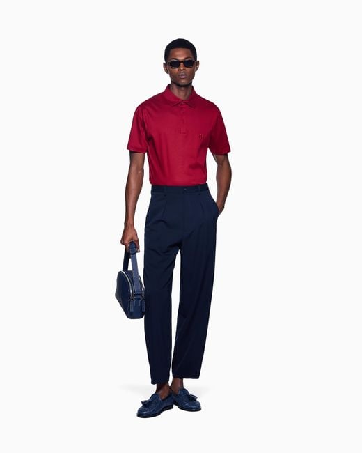 Giorgio Armani Red Interlock Polo for men