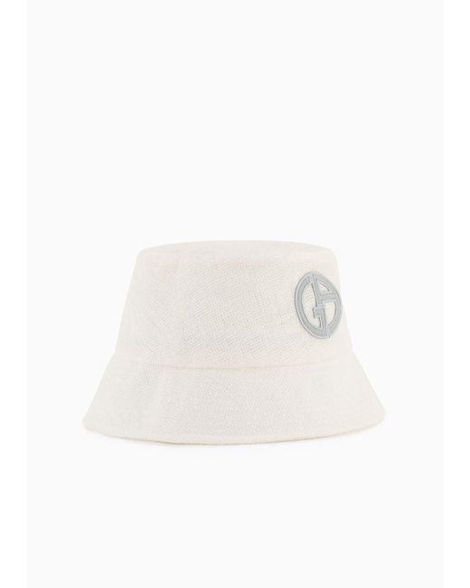 Giorgio Armani White Linen-blend Cloche Hat
