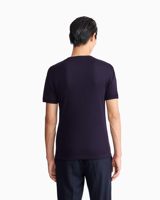 Giorgio Armani Blue Crew-Neck, Short-Sleeved Jumper for men