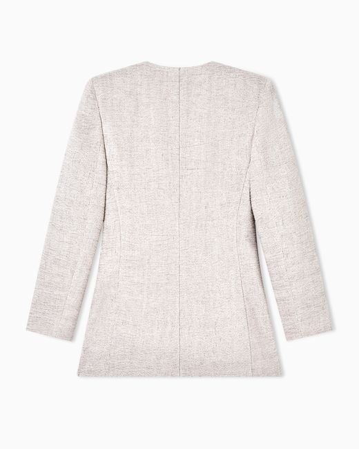 Giorgio Armani White Linen, Viscose And Silk Crêpe Single-Breasted Jacket