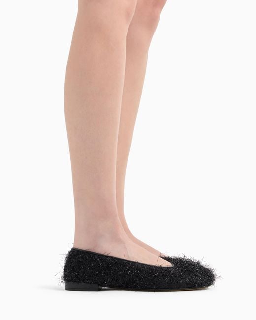 Giorgio Armani White X 10 Corso Como Faux-Fur Fabric Ballerinas