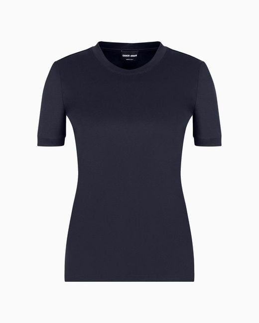 Giorgio Armani Blue Short-Sleeved Crew-Neck Jumper