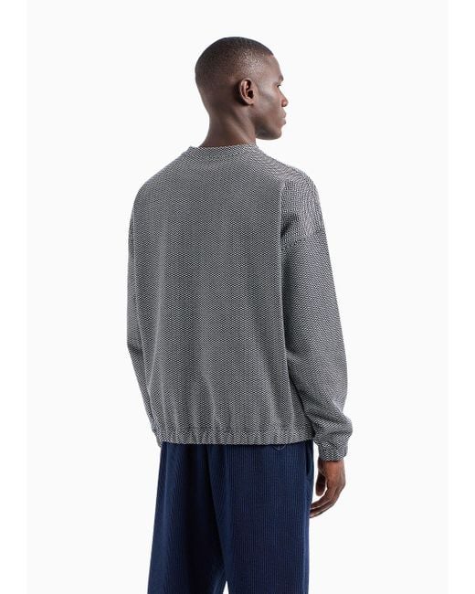 Sweat-shirt En Coton Jacquard Chevron Denim Collection Giorgio Armani pour homme en coloris Gray