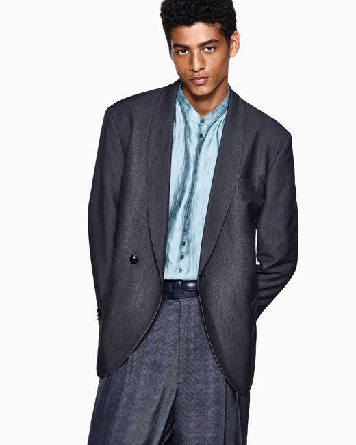 Giorgio Armani Blue Single-Breasted Jacket for men