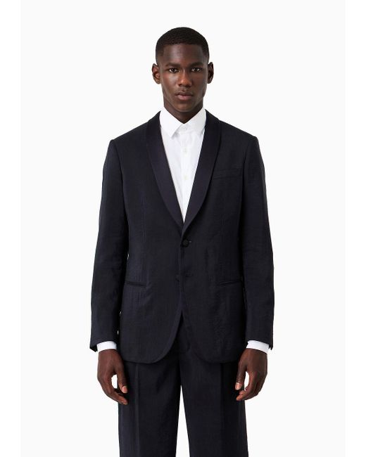 Giorgio Armani Blue Soho Line Silk-blend Tuxedo Jacket for men