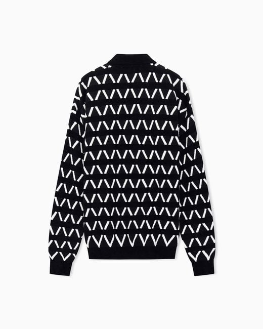 Giorgio Armani Black Sweater Oversized Jacquard for men