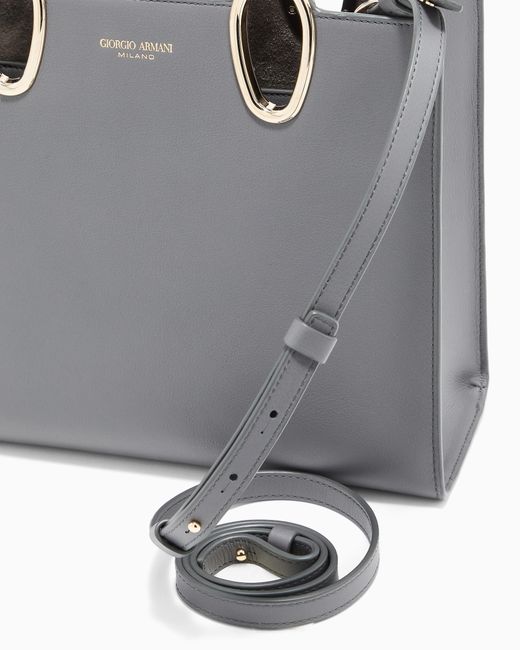 Giorgio Armani Gray Leather Shopper Bag