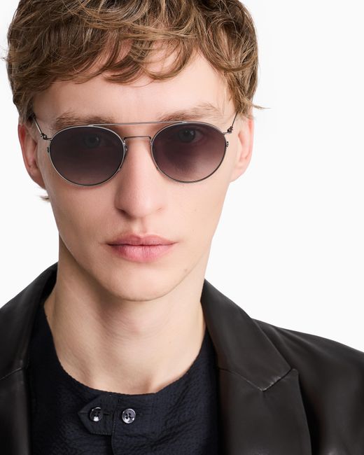 Giorgio Armani Gray Round Sunglasses for men