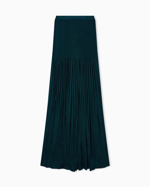 Giorgio Armani Green Pleated Viscose Oversized Skirt