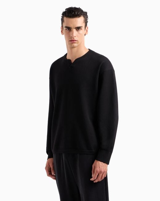Maglia Girocollo di Giorgio Armani in Black da Uomo