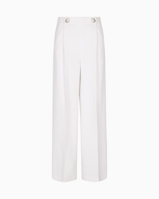 Pantalones De Una Pinza De Cady De Crepé De Seda Giorgio Armani de color White