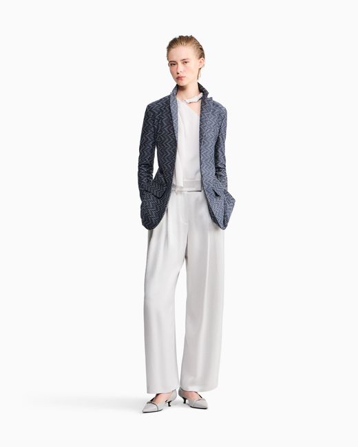 Giorgio Armani Blue Blazer Jackets Single-Breasted Chevron