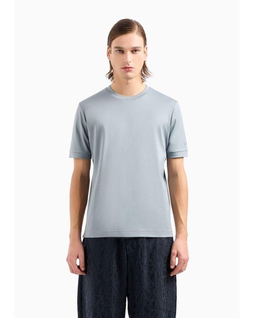 Giorgio Armani Blue Asv Organic Cotton Interlock Crew-neck T-shirt for men