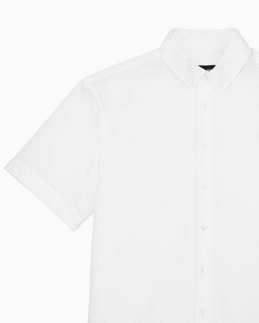 Giorgio Armani White Short-Sleeved Cotton-Seersucker Shirt for men