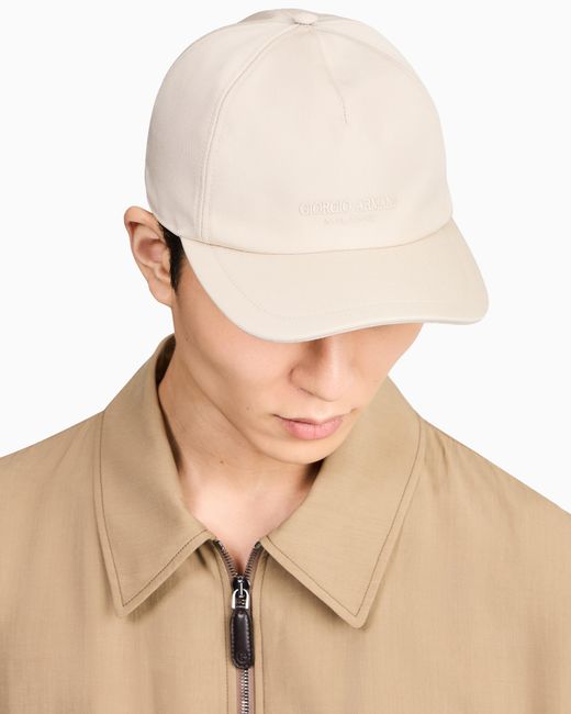 Giorgio Armani White Technical Fabric Baseball Cap With Leather Logo for men