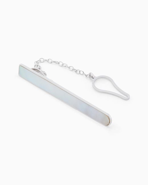 Giorgio Armani White Sterling Tie Bar for men