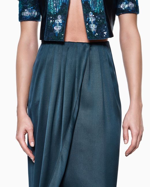 Giorgio Armani Blue Long Silk Wrap Skirt