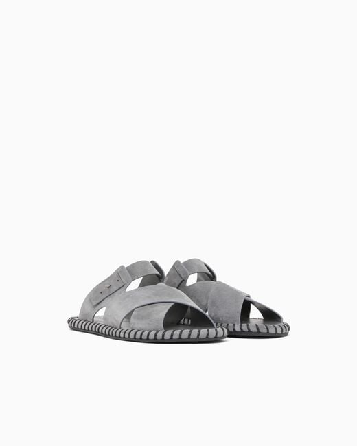 Giorgio Armani White Suede Sandals for men